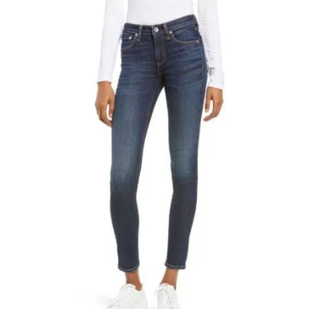 rag & bone Women's Cate Mid Rise Ankle Skinny Jeans Size 24 Pismo Blue Stretch
